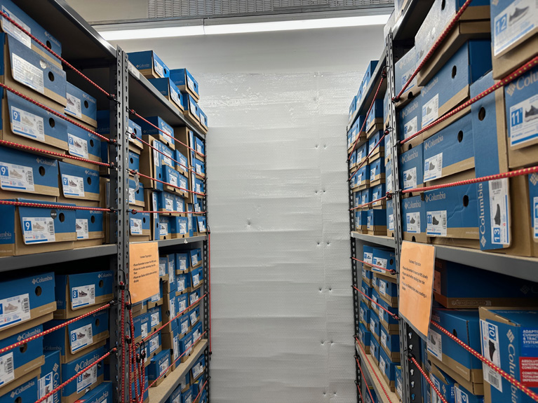 Stockroom lined with RFID-blocking barrier